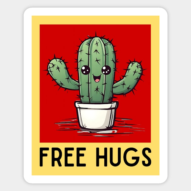 Free Hugs | Cactus Pun Sticker by Allthingspunny